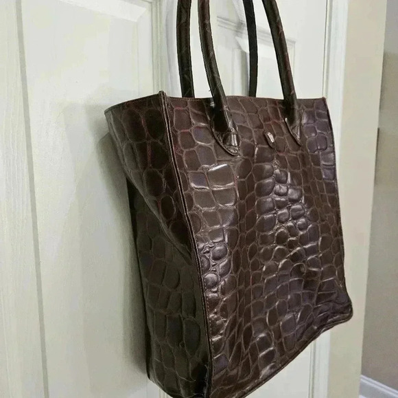 Ralph Lauren Safari Crocodile Embossed Lg Tote - Picture 2 of 6